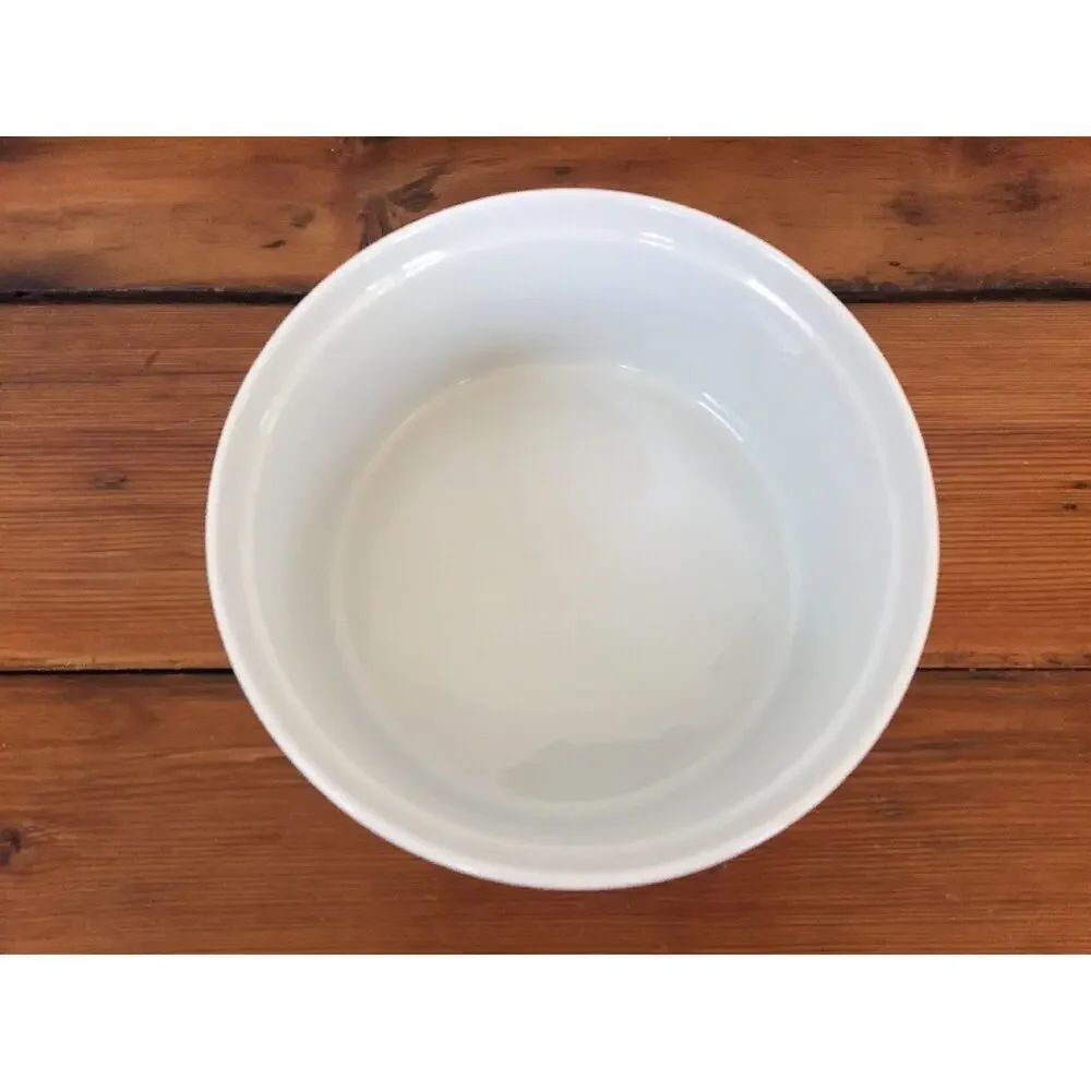 Vintage Apilco France Whiteware Ribbed Porcelain Ramekin Souffle Large Dish 7.5